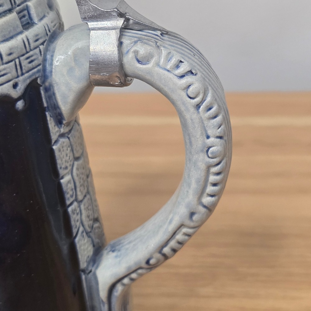 Vintage 60's King West Germany Lidded Beer Stein Hand Painted Ceramic Pewter Lid - Picture 4 of 15